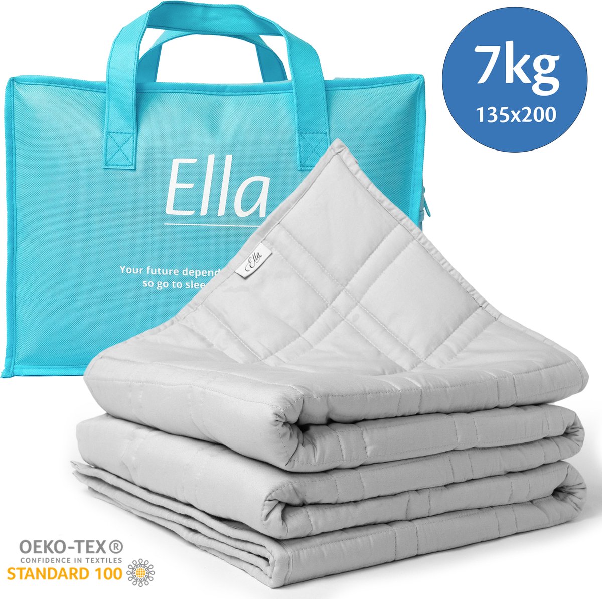 Ella verzwaringsdeken 7 kg OEKO-TEX katoen lichtgrijs 135x200 cm