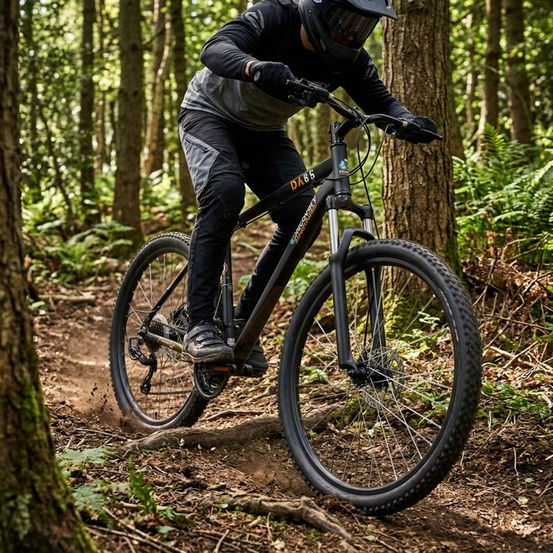 Discovery Adventures DA85 mountainbike van Action in gebruik op een bospad