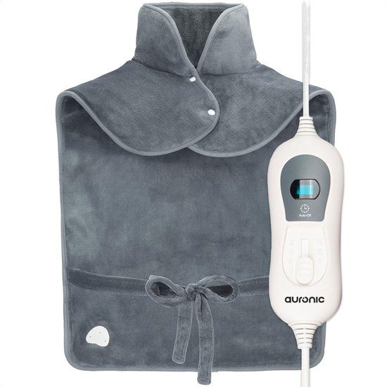 Auronic warmtekussen elektrisch nek en schouders wasbaar grijs