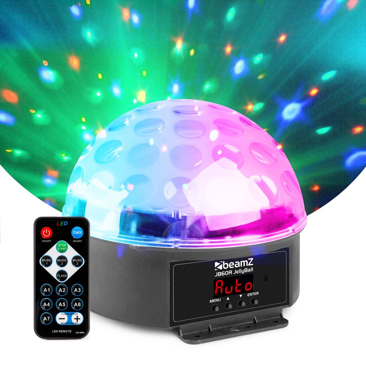BeamZ JB60R discolamp met halve discobal en zes LED's