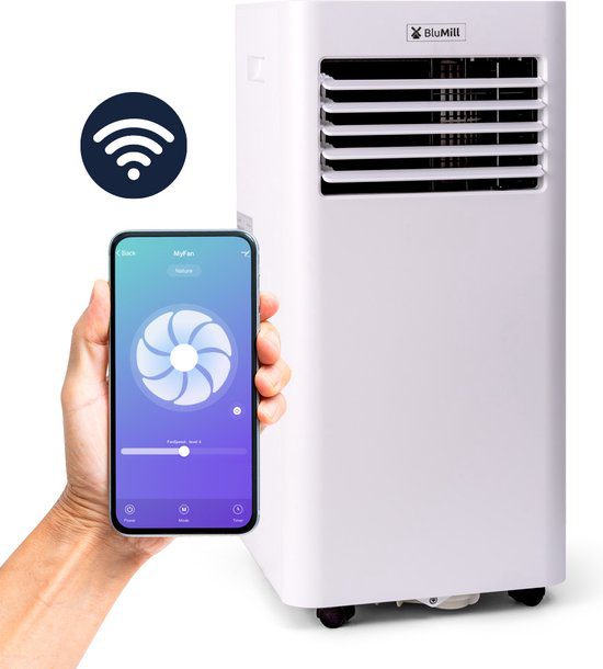 BluMill Smart Airco 7000 BTU met wifi en wieltjes voor op de camping