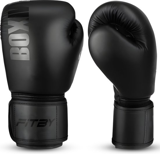 Fitby kickboks bokshandschoenen 12 oz in zwart
