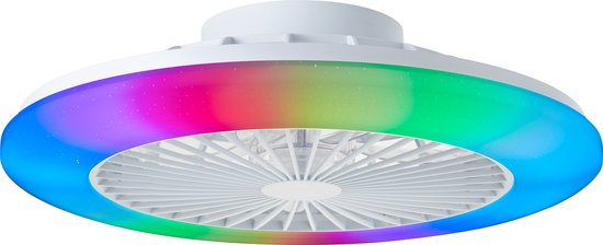 Brilliant Salerno plafondventilator met dimbare led-verlichting in wit