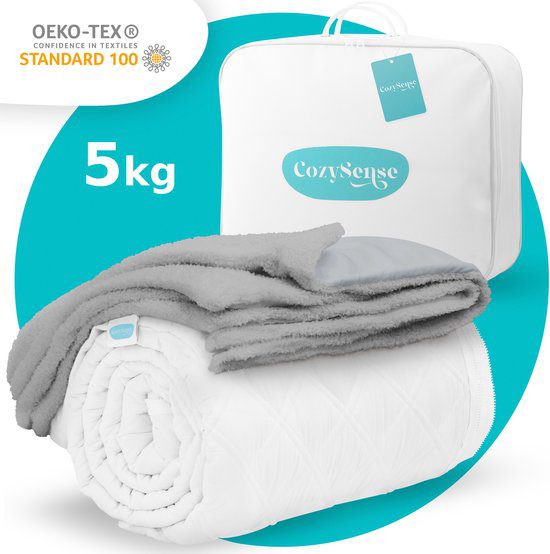 CozySense verzwaringsdeken 5 kg met wasbare hoes grijs 140x200 cm