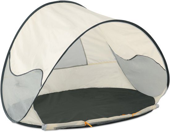 Deryan Luxe Pop Up Strandtent Anti-UV50 Cream op het strand