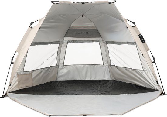 Deryan Up To Go Pop Up Strandtent Anti-UV50 Zilver op het strand