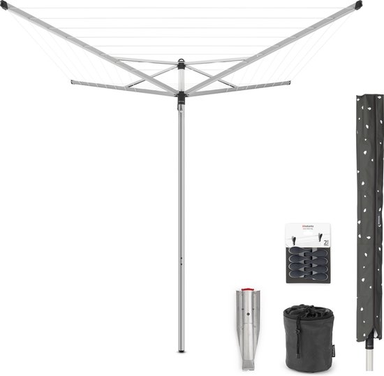 Brabantia Topspinner droogmolen met grondanker in een tuin