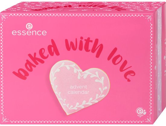 Verpakking van de Essence Adventskalender 2026 Baked With Love met 24 vakjes make-up