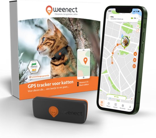 Weenect GPS Tracker voor katten in zwart