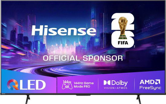 Hisense 55E7Q PRO beste tv voor het WK 2026 met 144Hz QLED scherm