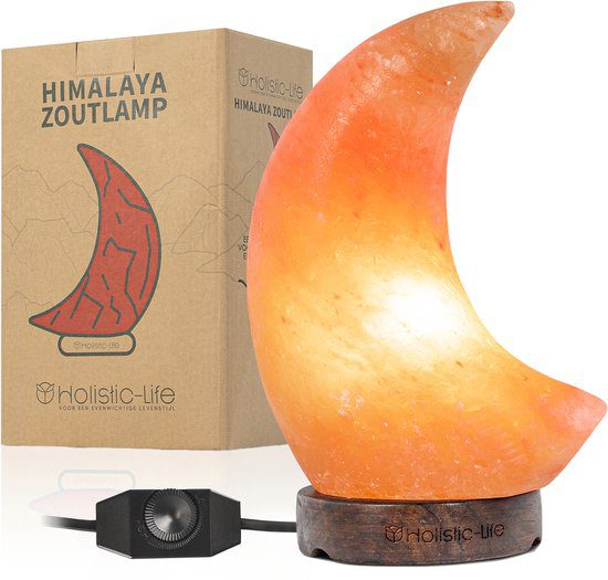 Holistic-Life maanlamp zoutlamp Himalaya zoutsteen 2-3 kg maanvorm