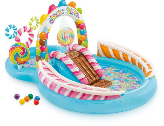 Intex Candy Zone Play Center opblaaszwembad met glijbaan en speelelementen