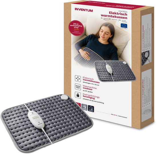 Inventum HNK182G elektrisch warmtekussen fleece grijs 44x33 cm