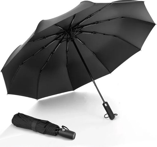 K&L stormparaplu opvouwbaar automatisch met etui zwart