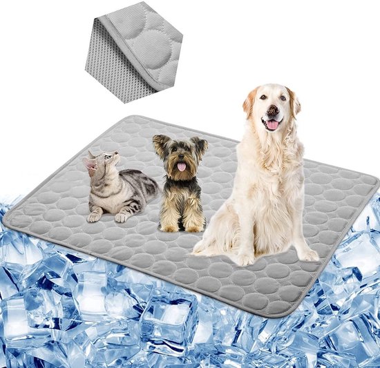 Koelmat XL voor grote hond 100 x 70 cm grijs
