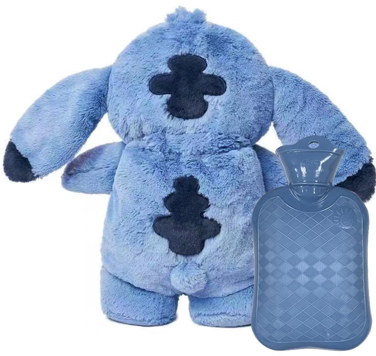 Unyqoos pluche warmwaterkruik met wasbare hoes in blauw