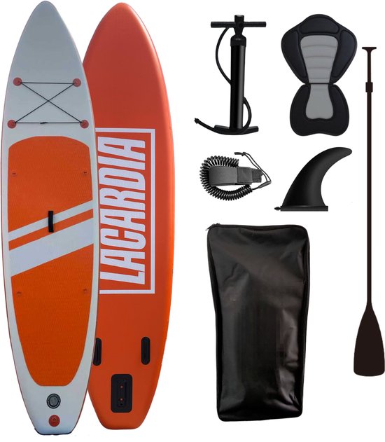 LaCardia sup board met zitje 335x80cm opblaasbaar complete set oranje