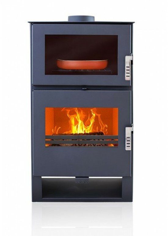 MaxxHome moderne houtkachel met oven 9 kW zwart
