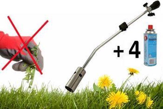 Milieuvriendelijke onkruidbrander inclusief 4 gasflessen oprit terras onkruid bestrijden zonder chemie