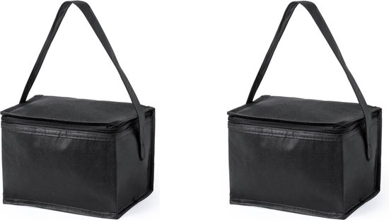 Set van 2 kleine mini koeltasjes zwart 4 liter