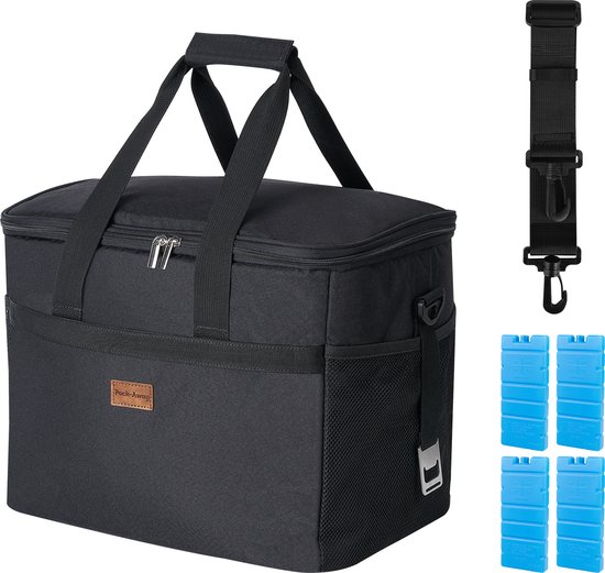 Packaway 4-laags geïsoleerde koeltas 30 liter zwart
