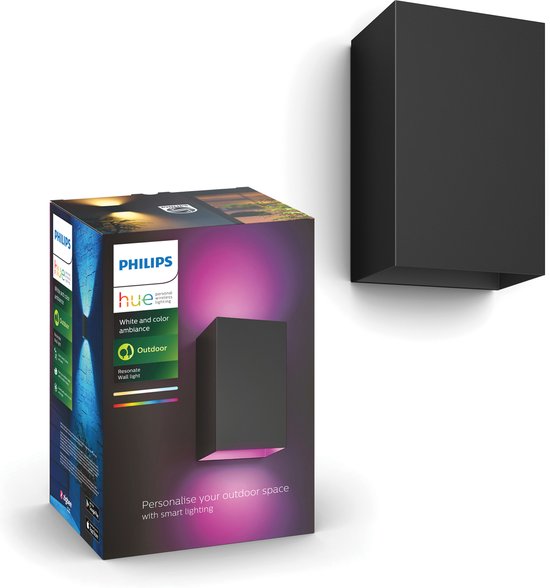 Philips Hue Resonate zwarte buitenmuurlamp met verpakking