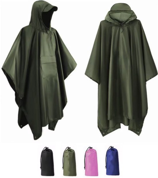 Regenponcho met opbergtas 210T polyester waterdicht groen