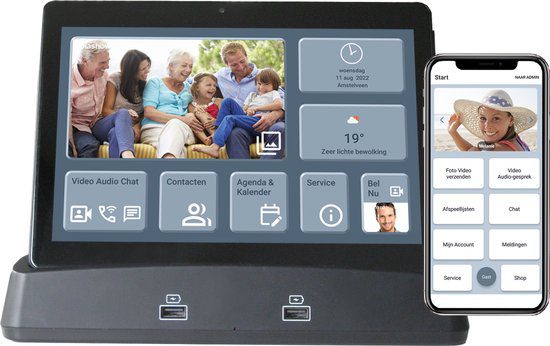 Prifora ZorgTablet 10,1 inch voor senioren met basisstation