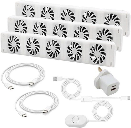 Radiator ventilator warmte circulator trio set wit energiezuinig voor grote kamers