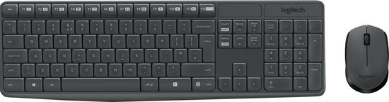 Logitech MK235 draadloos toetsenbord met muis in donkergrijs