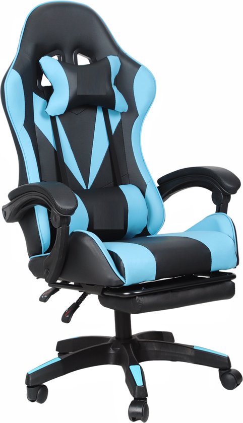 Bayt gamestoel in zwart met blauwe stofdelen