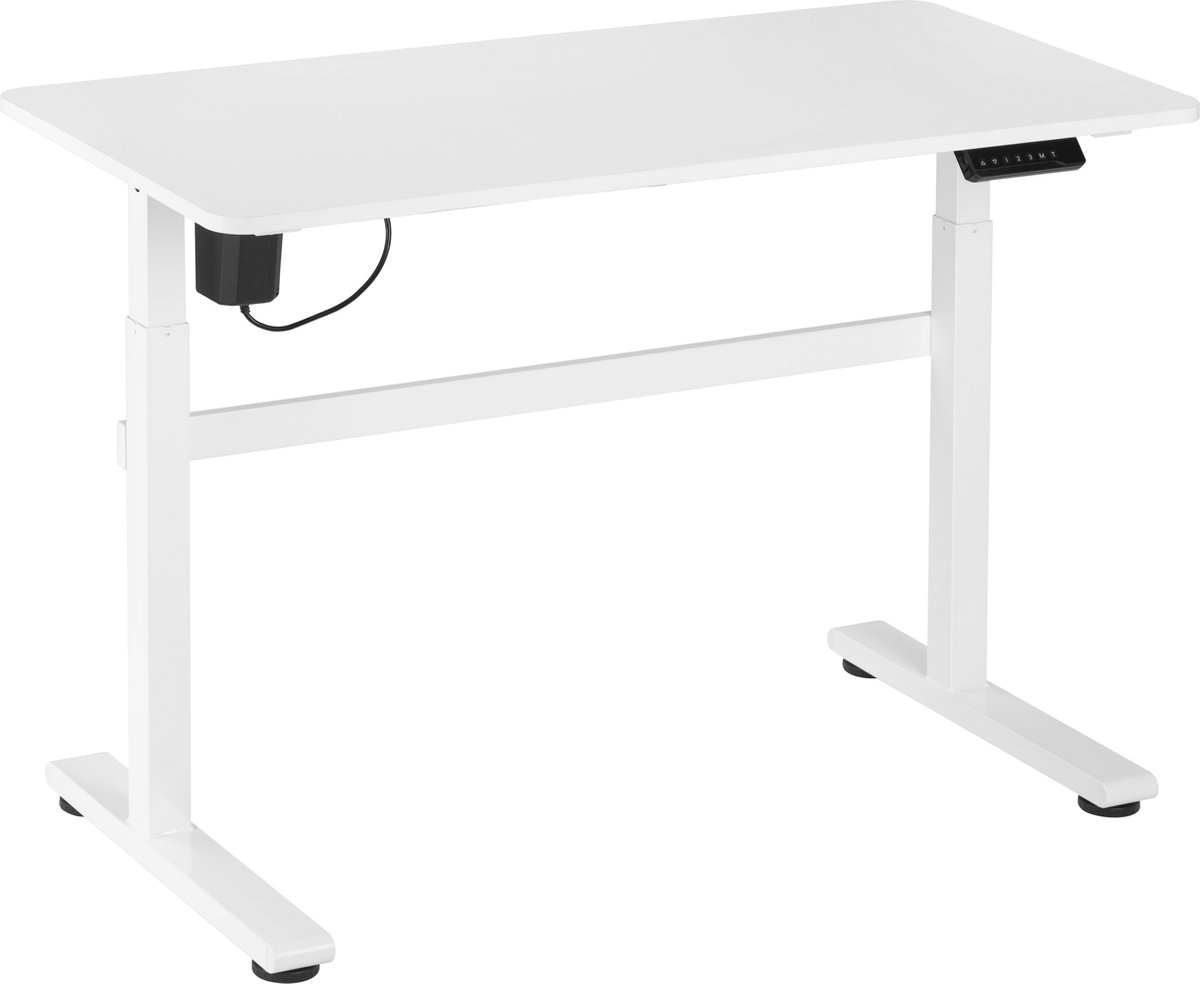 VDD Gaming compact elektrisch zitstabureau in het wit, 118x58cm
