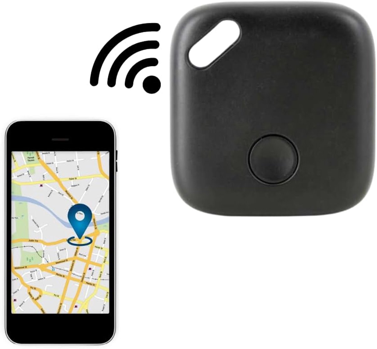 Compacte gps tracker voor in een koffer, werkt met Find My
