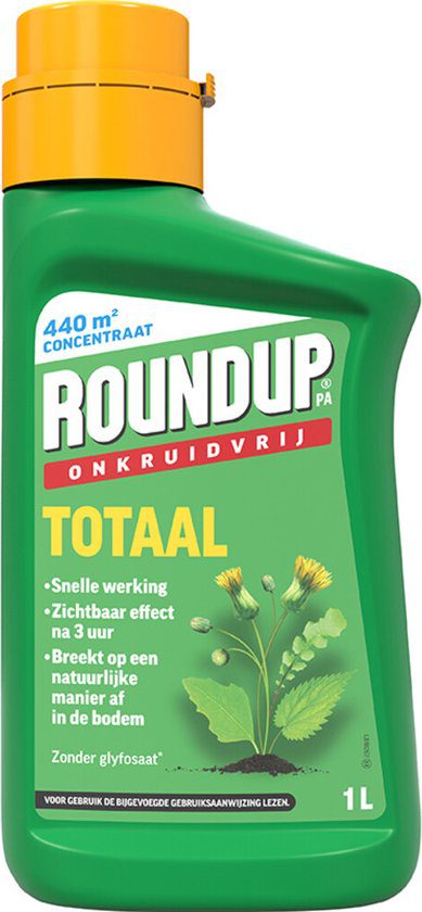 Roundup totaal onkruidvrij concentraat 1 liter 440 vierkante meter zonder glyfosaat oprit terras