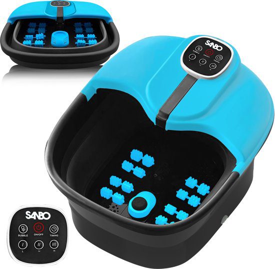 Sanbo F22 Pro voetenbad opvouwbaar massage eeltverwijderaar 49C 3 warmtestanden zwart blauw