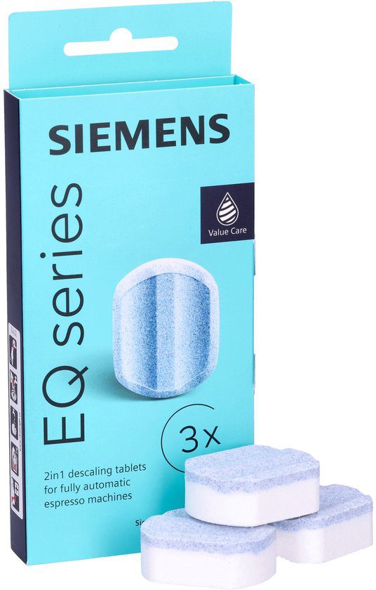 Siemens TZ80002A ontkalkingstabletten EQ serie op witte achtergrond