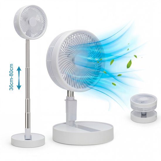 Silvergear Opvouwbare Tafelventilator USB-C wit inklapbaar camping