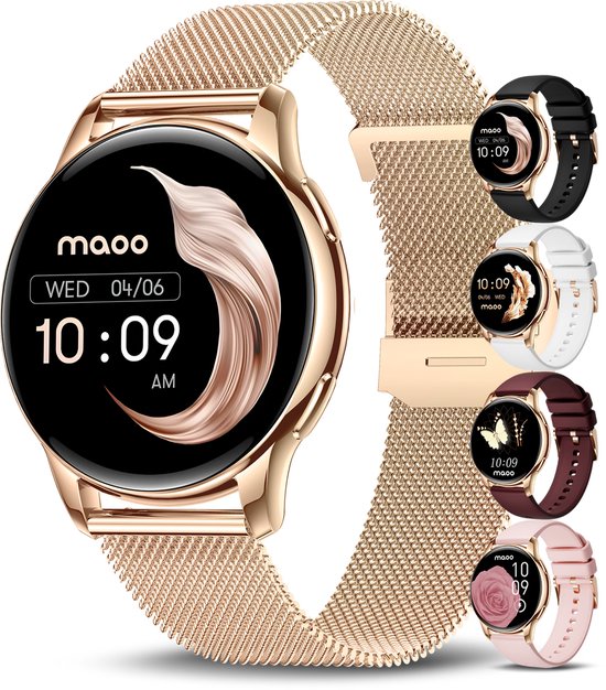 Maoo Ventura smartwatch voor dames in rosé goud met AMOLED-scherm