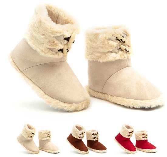 Solemates Rope hoge pantoffel in beige met warme voering en rubberen zool