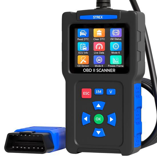 Strex OBD2 scanner met Nederlands menu voor auto uitlezen en storing verwijderen