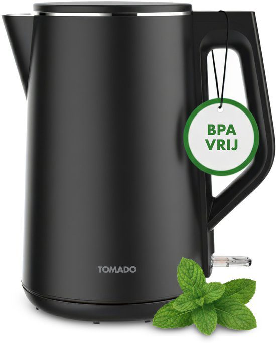 Tomado dubbelwandige waterkoker TWK1708B matzwart 1,5 liter