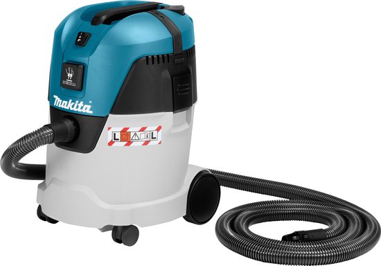 Makita VC2512L L-klasse waterstofzuiger op de bouwplaats