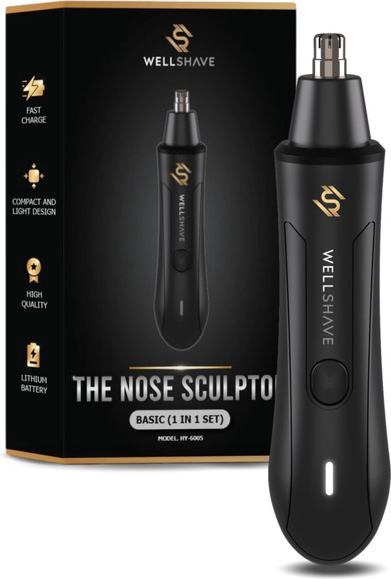 Wellshave Neustrimmer Basic oplaadbare neus- en oortrimmer met lampje voor de accu