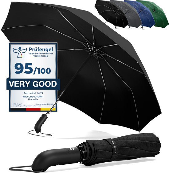 Wilford & Sons stormparaplu opvouwbaar zakparaplu stormproof dubbel dak
